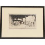 George Soper (1870-1942), The coal wharf, Topsham, drypoint etching, signed in pencil, 15cm x 27cm