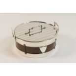 Edwardian oak and silver plated butter dish, of dairy tub form with cover and twin handles and