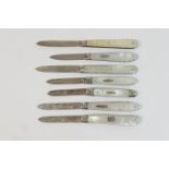 Small selection of silver and mother of pearl folding fruit knives including a Georgian example,