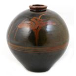 David Leach (1911-2005), large stoneware globular jar, decorated throughout in a tamaku glaze