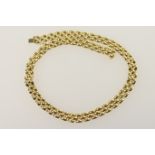 18ct gold polished brick link choker necklace, length 44cm, width 10mm, weight approx. 49.5g