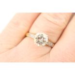 Diamond ring, round brilliant cut diamond of approx. 1.75cts, colour estimated as L/M and clarity as