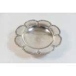 George VI silver dish, by Mappin & Webb, Birmingham 1937, petalled circular form raised on a short
