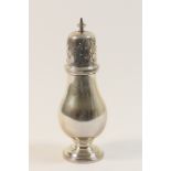 George V silver sugar castor, Birmingham 1935, plain baluster form over a stepped circular foot,