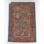 Iranian Rezvan style rug, blue Tree of Life field, size approx. 150cm x 100cm