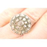 Continental rose diamond cluster ring, late 18th or early 19th Century, set with 21 rose cut