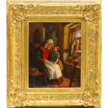 David Hardy (active 1835-70), Secrets, oil on panel, titled and inscribed to an original label
