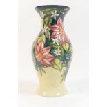 Moorcroft vase, circa 2003, ovoid form with trumpet rim, decorated with pink and white flowers