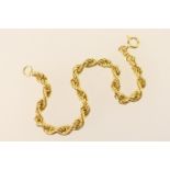 18ct gold rope twist bracelet, 17cm, weight approx. 5.5g
