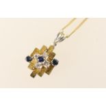 Boodle & Dunthorne sapphire and diamond pendant necklace, in 18ct gold, staggered brick design