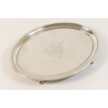 George III silver teapot stand, by Peter, Ann and William Bateman, London 1804, oval form engraved