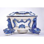 A Covered Fish Bowl, faience probably from the Miragaia Factory inspired by an original of the