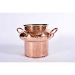 A Two-handle Jug, copper, European, 19th C., small restoration, small bruises, signs of use,