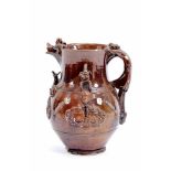 A Jug, glazed clay, decoration en relief and brown monogram "Coat of arms of the Empire of Brazil