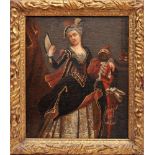 Lady with African page, oil on canvas, European school, 18th/19th C., relined, small restoration,