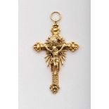 A Pendant "Crucifix", gold, pipe cross, Portuguese, 19th C. (late), signs of use, without marks,