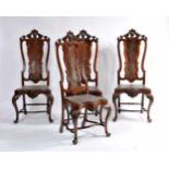 A Set of four Chairs, D. João V, King of Portugal (1706-1750), carved Brazilian rosewood, scalloped,