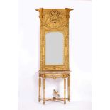 A Console with Mirror, D. Maria I, Queen of Portugal (1777-1816), carved and gilt wood, columns,