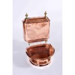 A Suspension Water Tank with Basin, copper, tank with yellow metal pinnacles and feet, European,