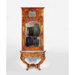 A Pair of Consoles with Mirrors, D. José I, King of Portugal (1750-1777), carved and gilt wood,