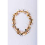 A Necklace, 750/1000 gold mesh, application of drop-shaped freshwater pearls with various tones,