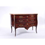 A Commode, Louis XV (1723-1774), Brazilian rosewood, kingwood, satinwood and boxwood marquetry,