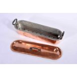 A Fish Pan, copper, iron handles, French, 19th/20th C., signs of use, marked L. LECELLIER -