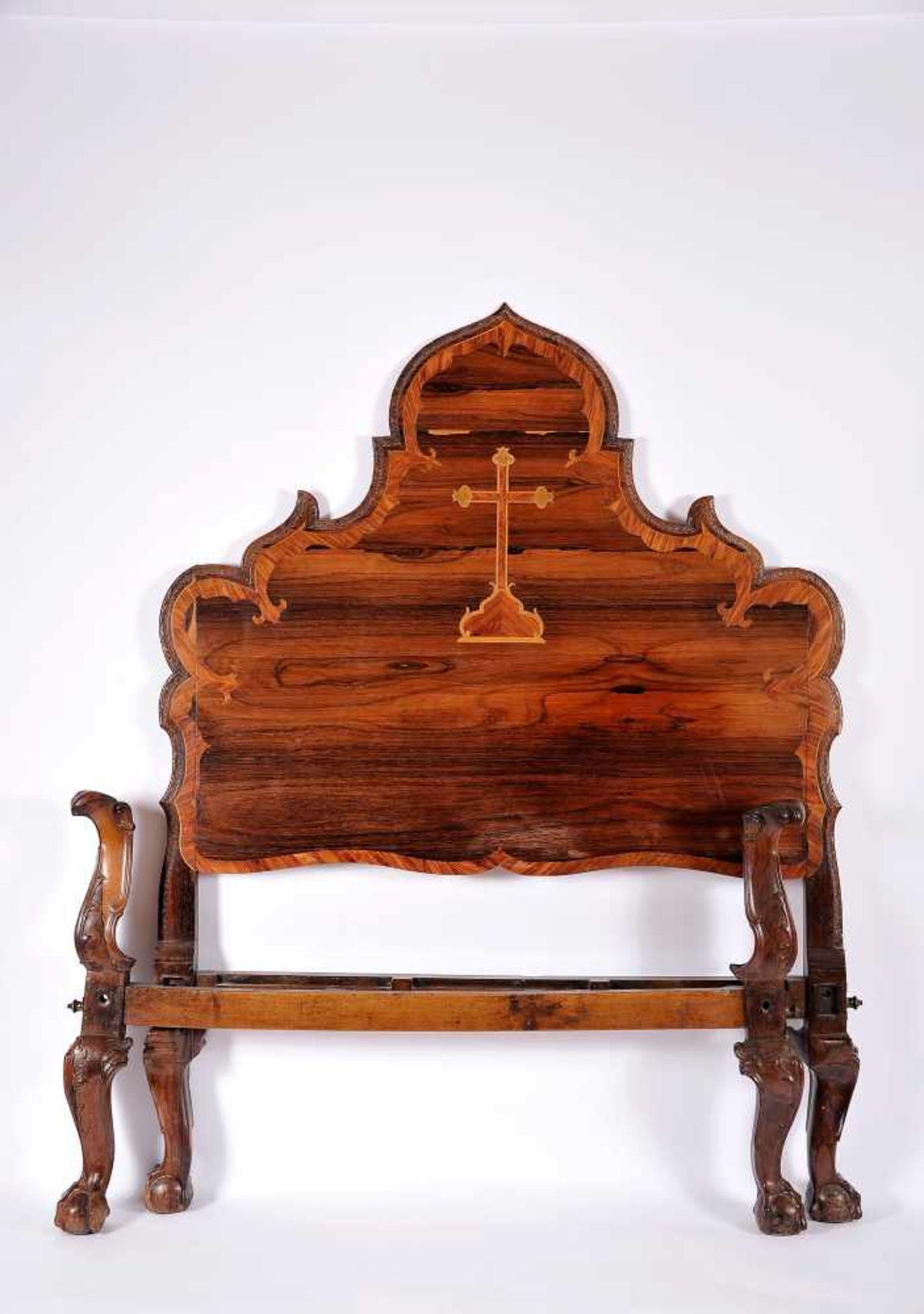 A Bed, D. João V, King of Portugal (1706-1750), carved Brazilian rosewood, headboard with