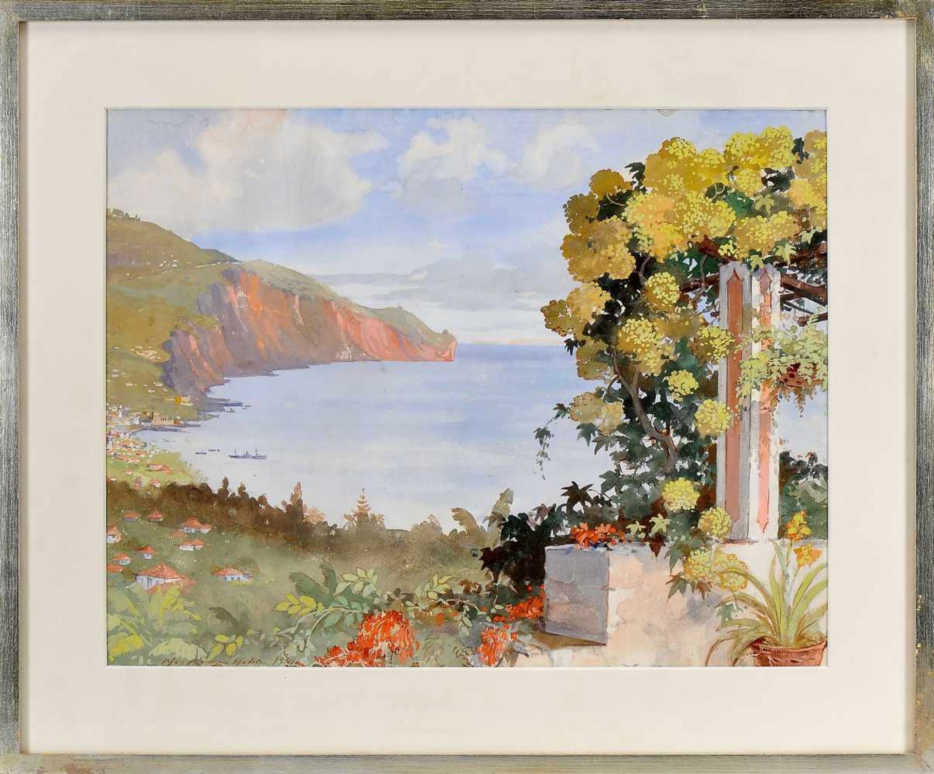 MAX RÖMER - 1878-1960, View of Madeira Island, watercolour on paper, minor defects on the support,