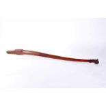 A Rudder Cane, carved mahogany with initials AR - Amelia Regina, Portuguese, 19th C. (4th