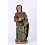 Saint John the Evangelist, polychrome wood sculpture, Portuguese, 17th/18th C., many faults and