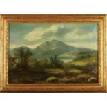 A Landscape - Lake between mountains and cattle, oil on canvas, European school, 19th C. (2nd half),