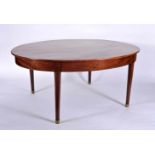 An Oval Table, mahogany, legs with bronze caps, European, 19th C., small restoration, Dim. - 72 x