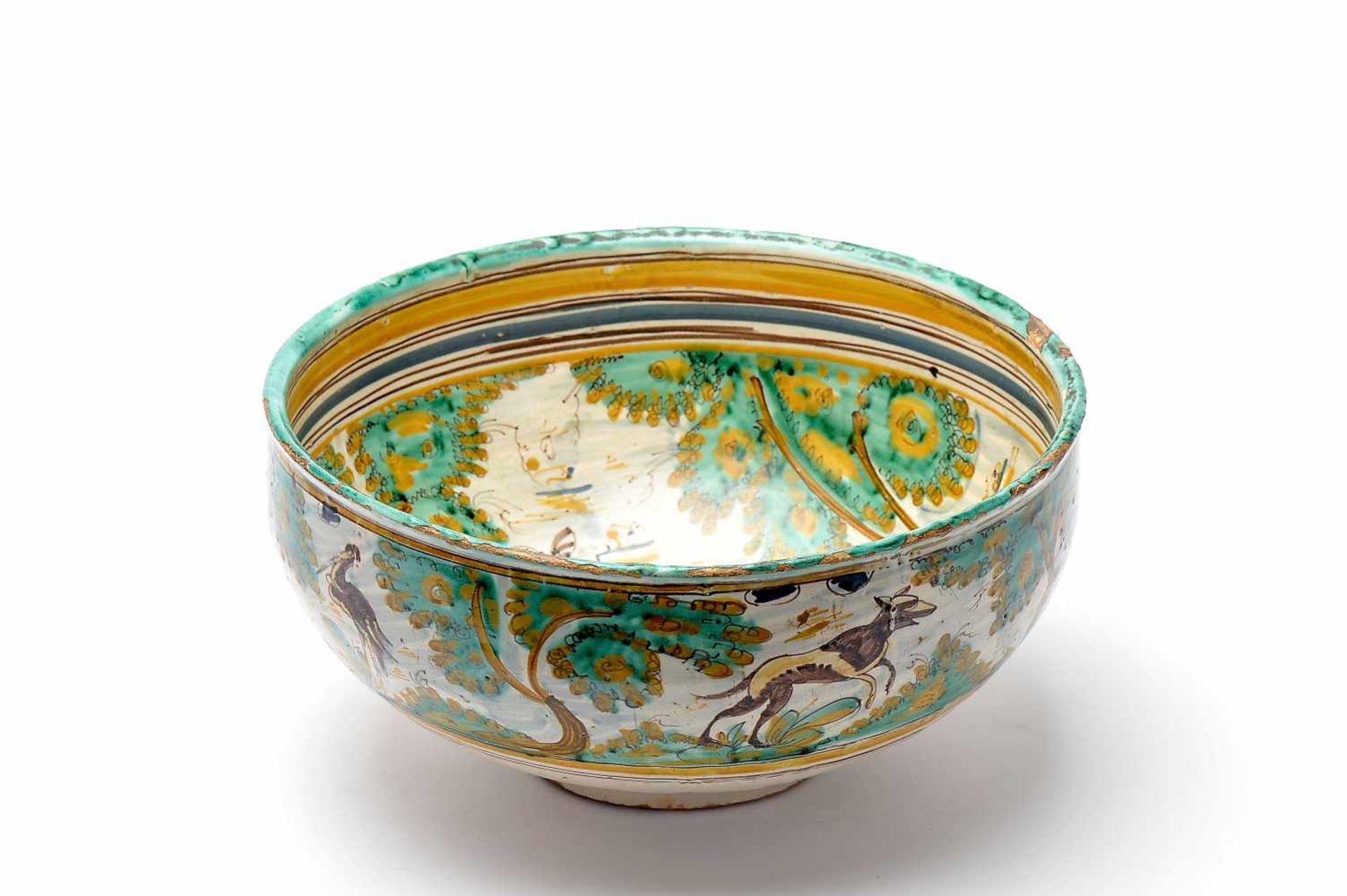 A Bowl, faience probably from de Talavera (Puente del Arzobispo), polychrome decoration "Landscape - Bild 2 aus 5