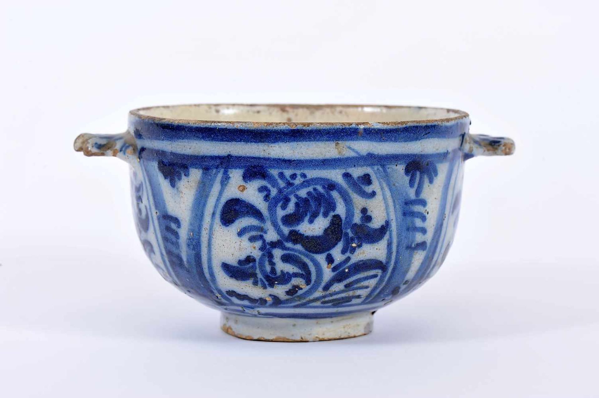 A Bowl, faience known as "Monte Sinai", blue decoration "Flowers", Portuguese, 17th C./18th. C.,