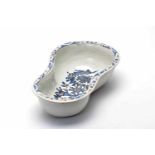 A Bidet, Rouen faience, blue and vinous decoration "Flowers", French, 18th C., wear on the glaze,