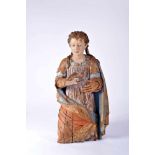 Our Lady, Nativity figure, polychrome wood sculpture, Portuguese, 17th/18th C., restoration on the