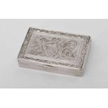 A Box, 916/1000 silver, guilloche decoration en relief "Flowers", Portuguese, 19th C., signs of use,