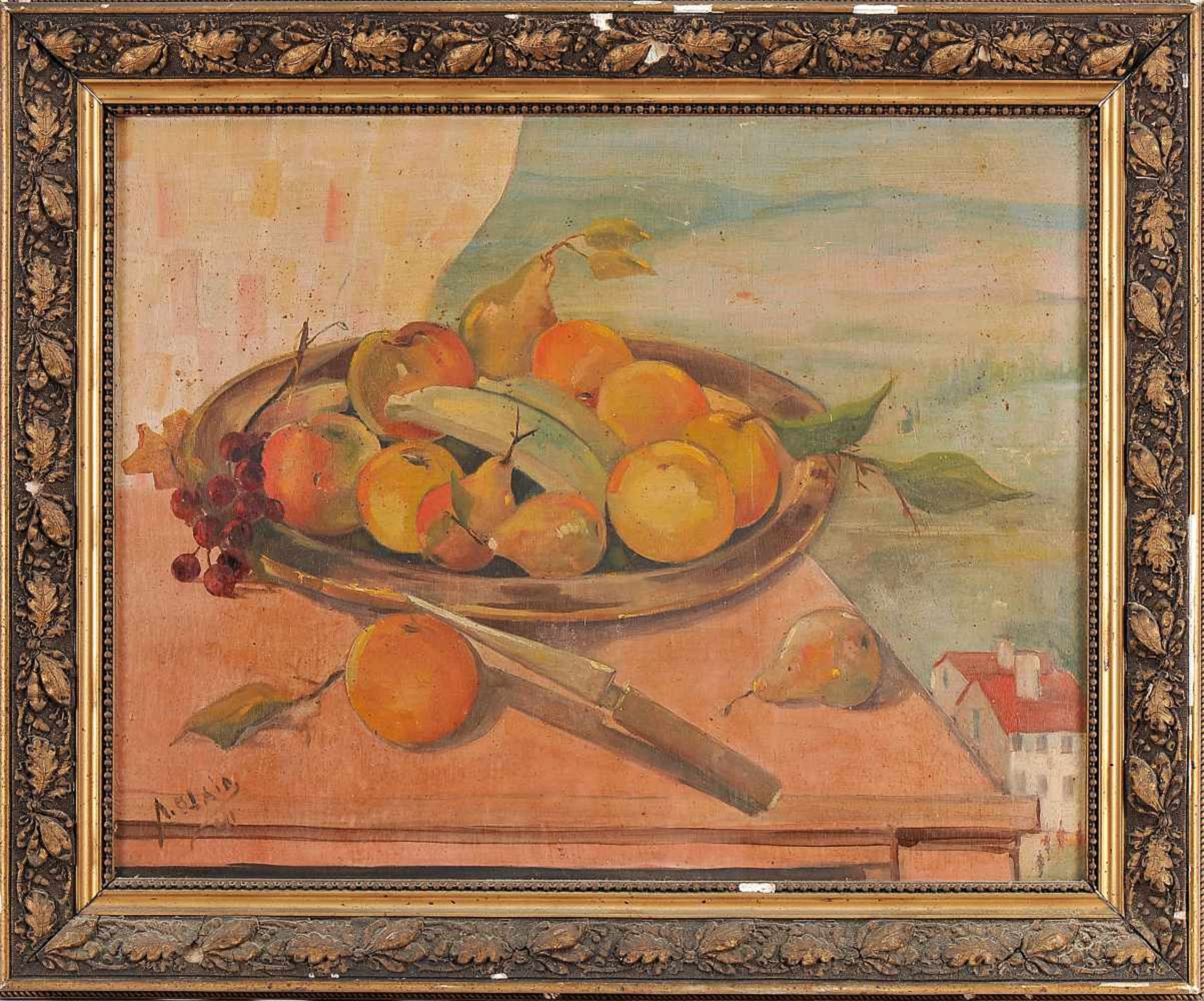 PEDRO OLAIO - 1903-1997, Still-Lives - Lobsters, fruits and mugs, three oils on plywood, minor - Bild 4 aus 4
