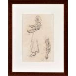 JOSÉ MALHOA - 1855-1933, The Pilgrimage Way (study), charcoal on paper, unsigned, dated from