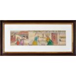 SOUSA LOPES - 1879-1944, An Everyday Scene, oil on canvas, unsigned, Dim. - 17 x 60,5 cm