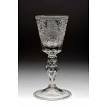 A Large Goblet, glass, acid engraved decoration "Baskets with fruit", Central Europe, 18th C.,