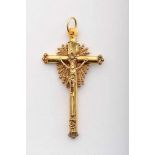 A Pendant/Reliquary "Crucifix", gold, chiselled decoration, Brazilian, 19th C. (late), signs of use,