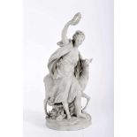 Diana - Goddess of the hunt, wild animals, fertility, and the Moon, Sévres biscuit sculpture,