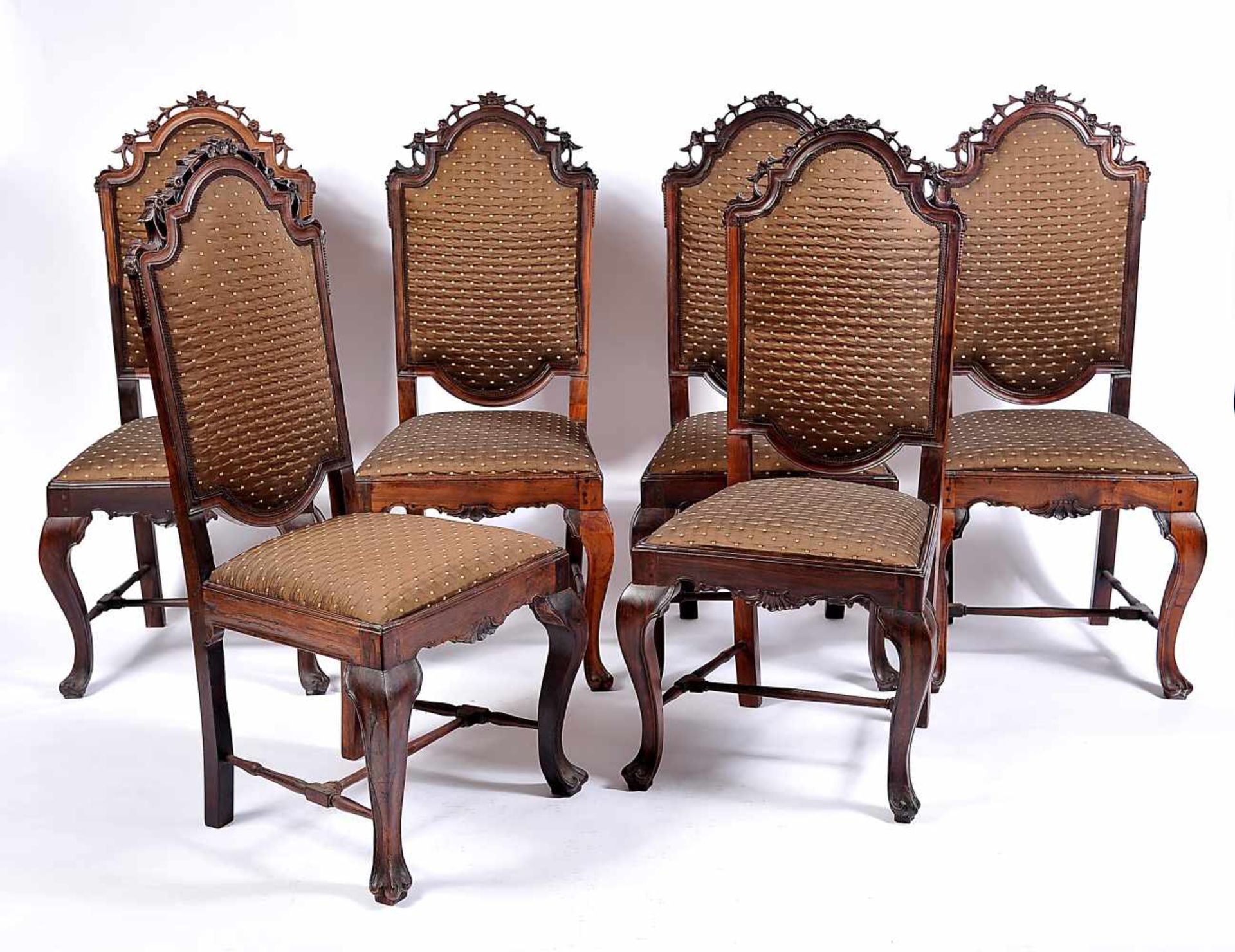 A Set of Six Chairs, D. José I, King of Portugal (1750-1777), carved walnut, Portuguese, small