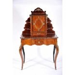 A "Bonheur du jour", Napoleon III, Brazilian rosewood, kingwood and mahogany marquetry, gilt