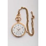 An OMEGA pocket watch, 750/1000 gold case, mechanical movement, no. 4086404, 800/1000 gold chain,