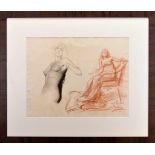 JOSÉ MALHOA - 1855-1933, Figure of the Republic (a study), charcoal and sanguine on paper, signed