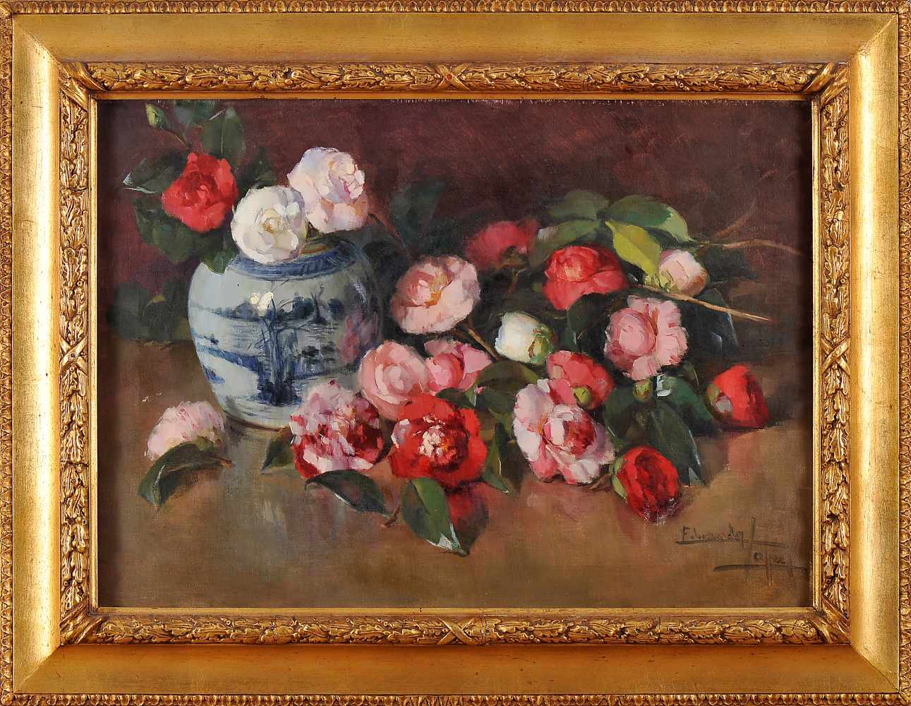 EDUARDA LAPA - 1896-1976, Still Life - Flowers, oil on canvas, minor faults on the pictorial