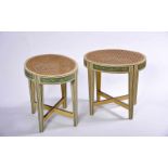 A Pair of Stools, D. Maria I (Queen of Portugal) style, walnut, white decoration "Garlands of